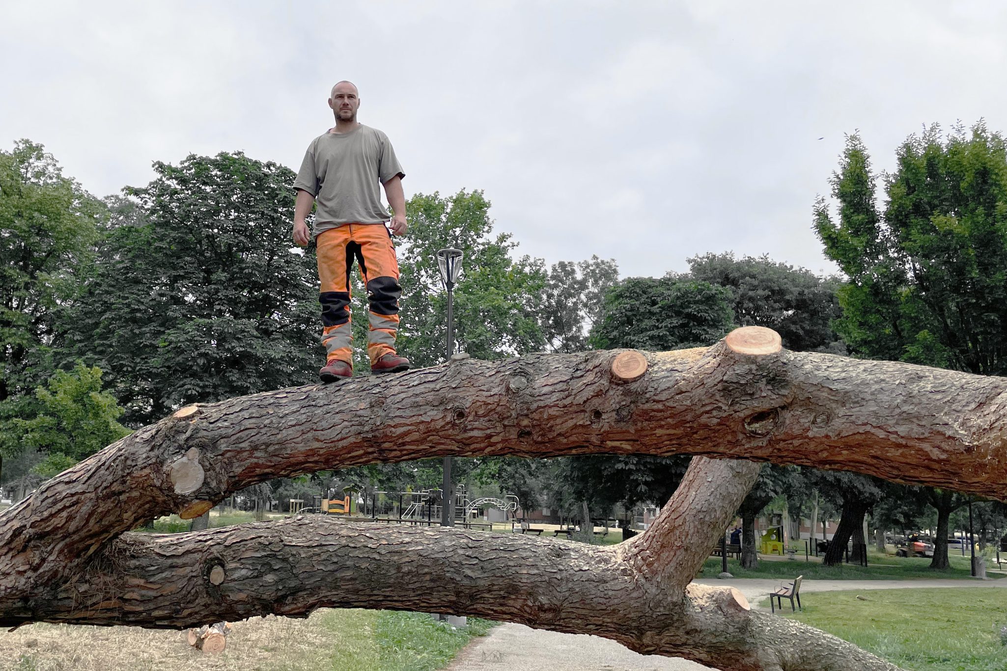 Jean-baptiste sur un tronc d'arbre